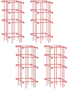 gardeners supply company lifetime tomato cages plant stand | heavy gauge sturdy garden plants support for tomatoes and other climbing plants | no assembly needed - red (set of 4)