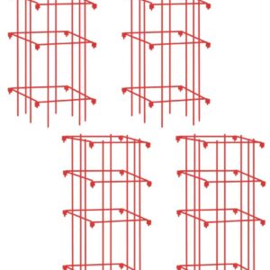 Gardeners Supply Company Lifetime Tomato Cages Plant Stand | Heavy Gauge Sturdy Garden Plants Support for Tomatoes and Other Climbing Plants | No Assembly Needed - Red (Set of 4)