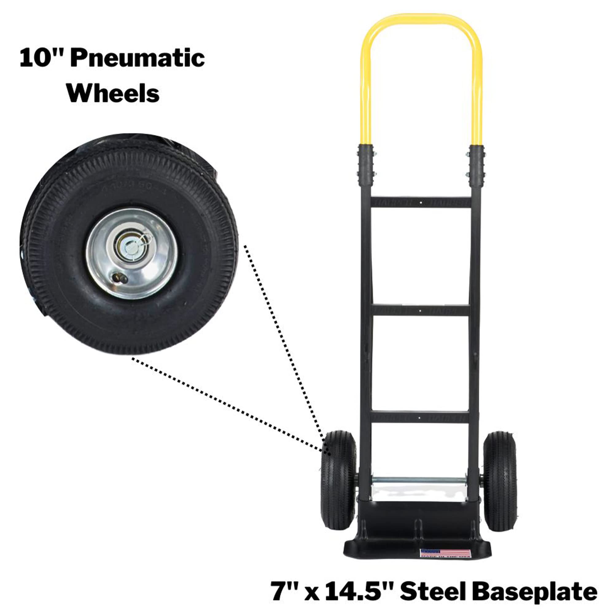 Harper Trucks Flat Free 600 Pound Capacity Heavy-Duty Nylon Frame Hand Truck Dolly Cart w/Steel Baseplate for Warehouses, Offices & Construction Site