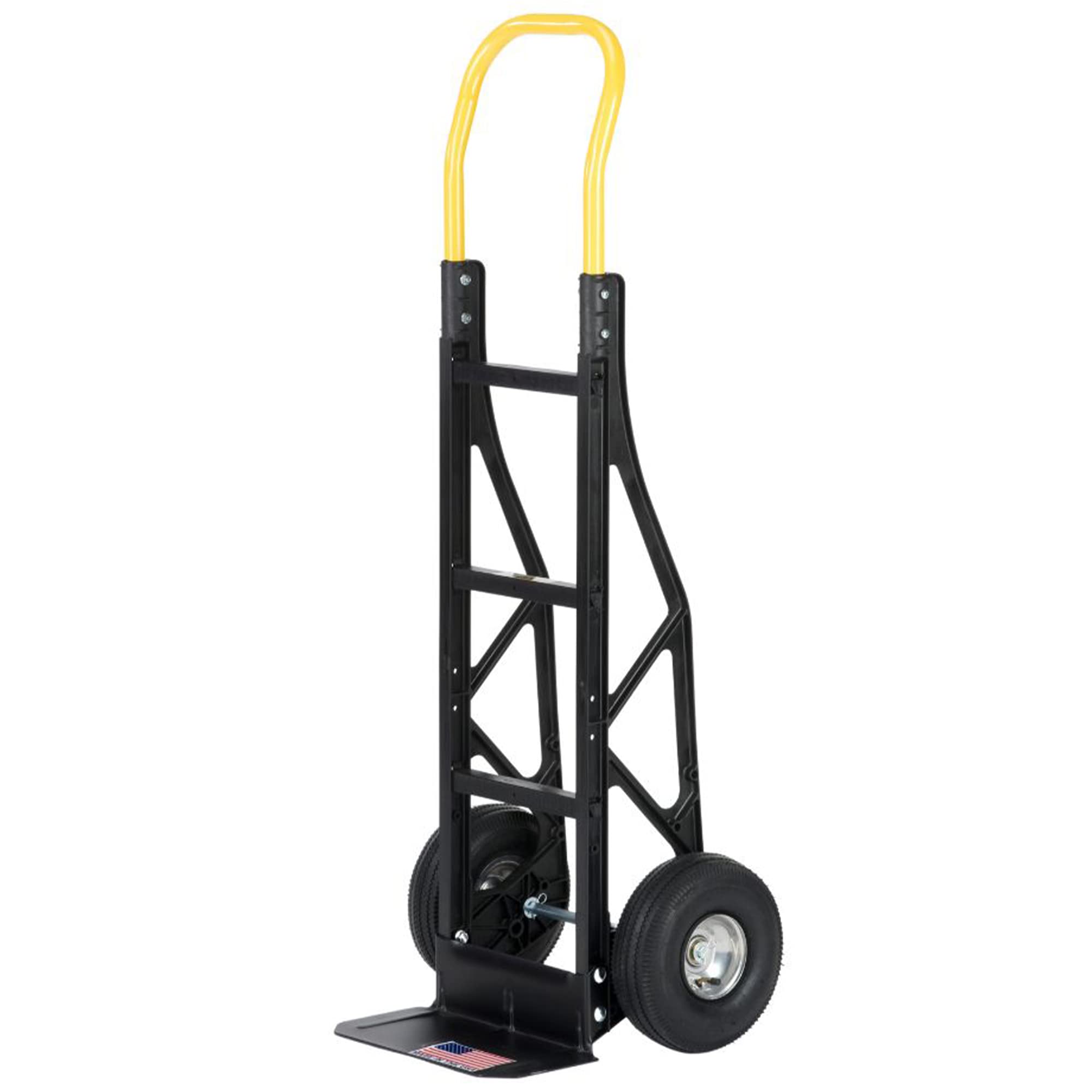 Harper Trucks Flat Free 600 Pound Capacity Heavy-Duty Nylon Frame Hand Truck Dolly Cart w/Steel Baseplate for Warehouses, Offices & Construction Site