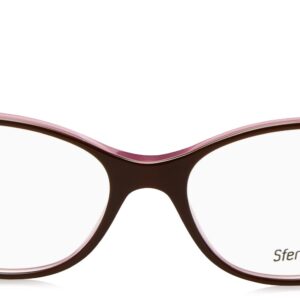 Sferoflex Women's SF1548 Square Prescription Eyewear Frames, Top Plum On Opaline Pink/Demo Lens, 52 mm