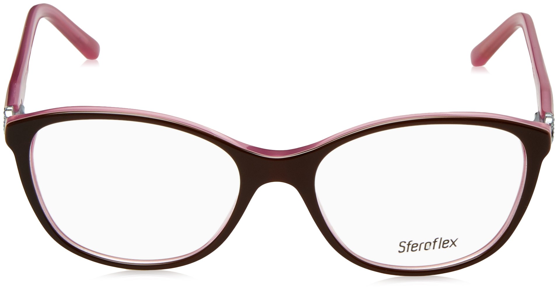 Sferoflex Women's SF1548 Square Prescription Eyewear Frames, Top Plum On Opaline Pink/Demo Lens, 52 mm