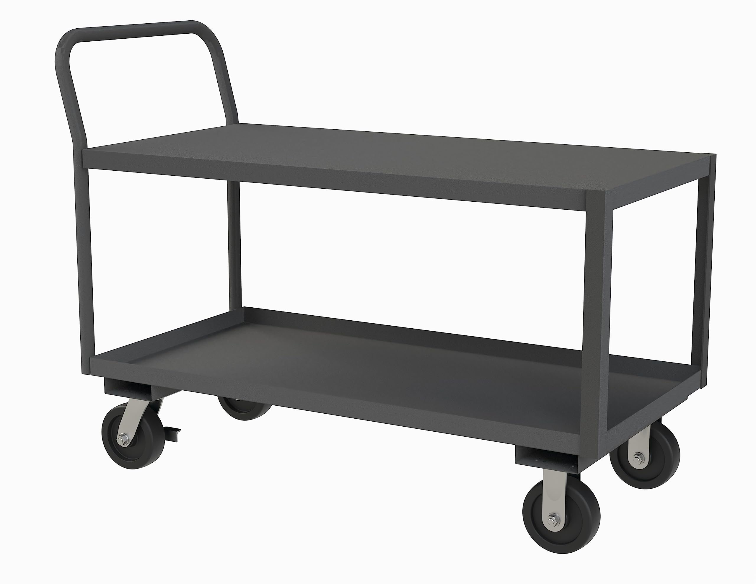 Durham 14 Gauge Steel Low Deck Service Cart, LDO-2448-2-2K-95, 2 Shelves, 2000 lbs Capacity, Overall Dim: WxDxH (in.) 24-1/4 x 51 x 38-3/4