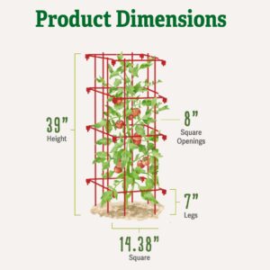 Gardeners Supply Company Lifetime Tomato Cages Plant Stand | Heavy Gauge Sturdy Garden Plants Support for Tomatoes and Other Climbing Plants | No Assembly Needed - Red (Set of 4)