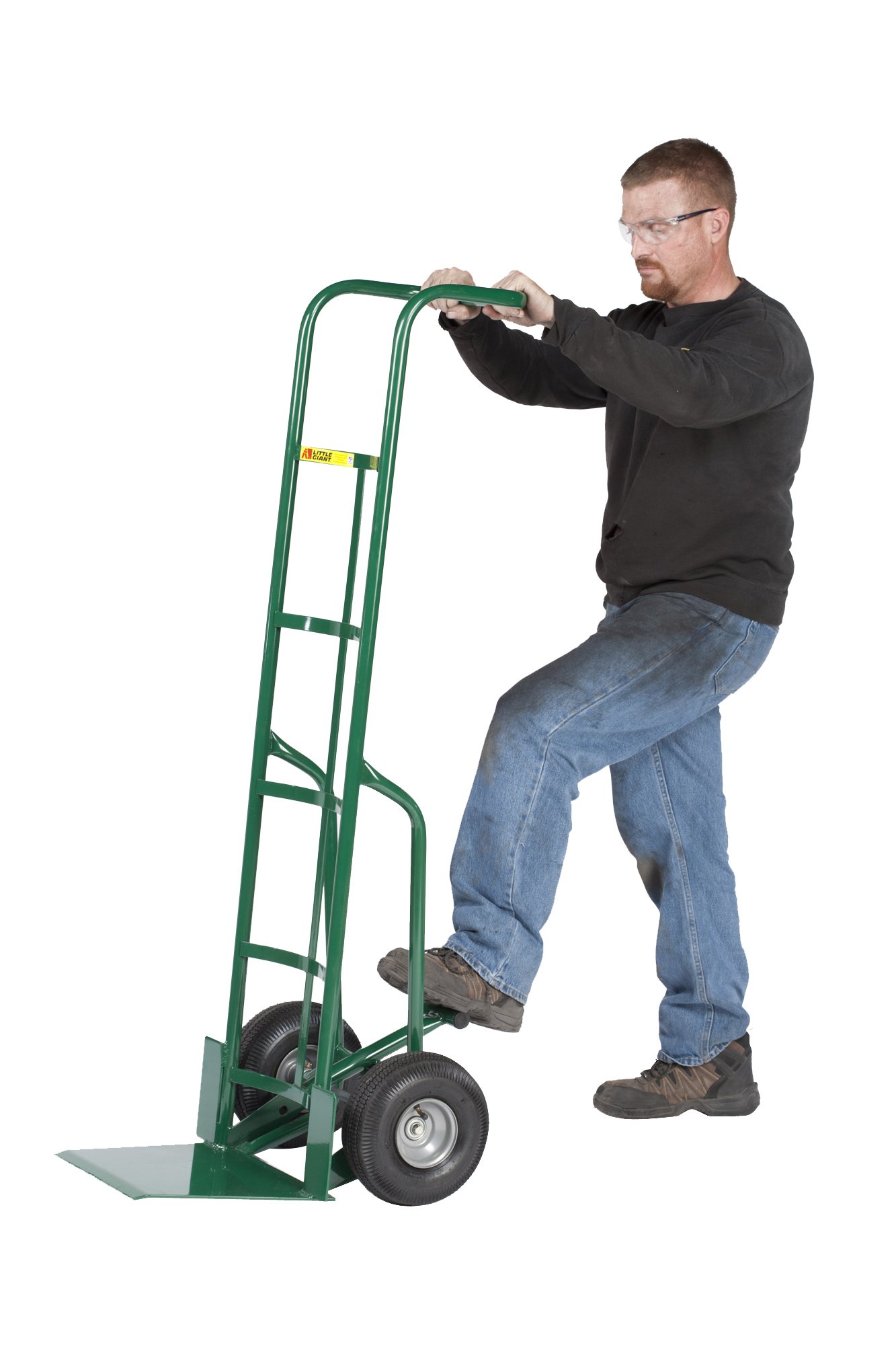 Little Giant TF-370-10P Tall Hand Truck with Foot Kick and Wheel Guards, 10" Pneumatic Wheel, 800 lbs Capacity, 60" Height