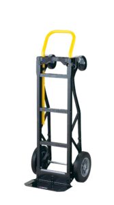 harper trucks pgdy8635p 700 lb capacity glass filled nylon convertible hand truck and dolly with 10" flat-free solid rubber wheels,black with yellow handle