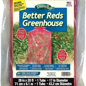 Dalen Better Reds Greenhouse – Breathable Cover Perfect for Tomatoes – Easy DIY Installation – Protects Plants Against Pests and Harsh Weather – Twist Ties and Cutter Included – 28in x 20ft