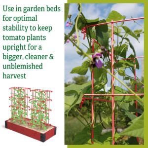 Gardeners Supply Company Lifetime Tomato Cages Plant Stand | Heavy Gauge Sturdy Garden Plants Support for Tomatoes and Other Climbing Plants | No Assembly Needed - Red (Set of 4)