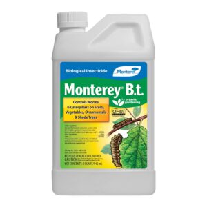 monterey b.t. - biological insecticide for organic gardening - 1 quart concentrate - apply using a sprayer following mix instructions