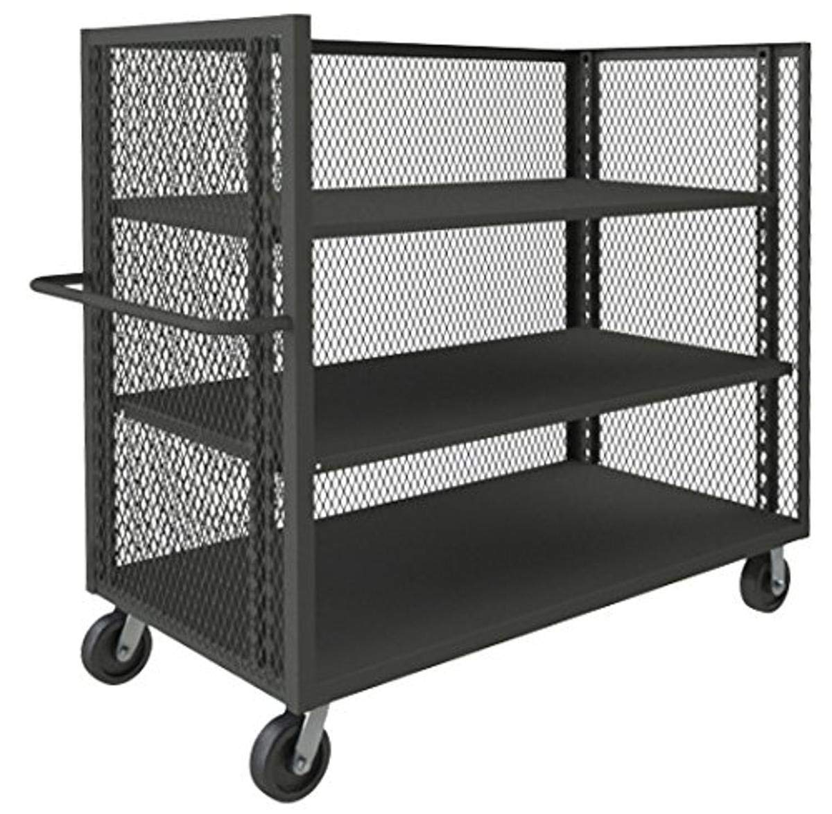 Durham 14 Gauge Steel 3-Sided Mesh Truck, 3ST-EX3060-2AS-95, 2 Shelves, 2000 lbs Capacity, 30-3/8" Length x 60-1/2" Width x 56-7/16" Height