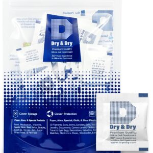 Dry & Dry 1 Gram [200 Packets] Silica Gel Packets Desiccants Silica Gel Packs - Food Safe Silica Packets Silica Gel Desiccant Packs for Storage