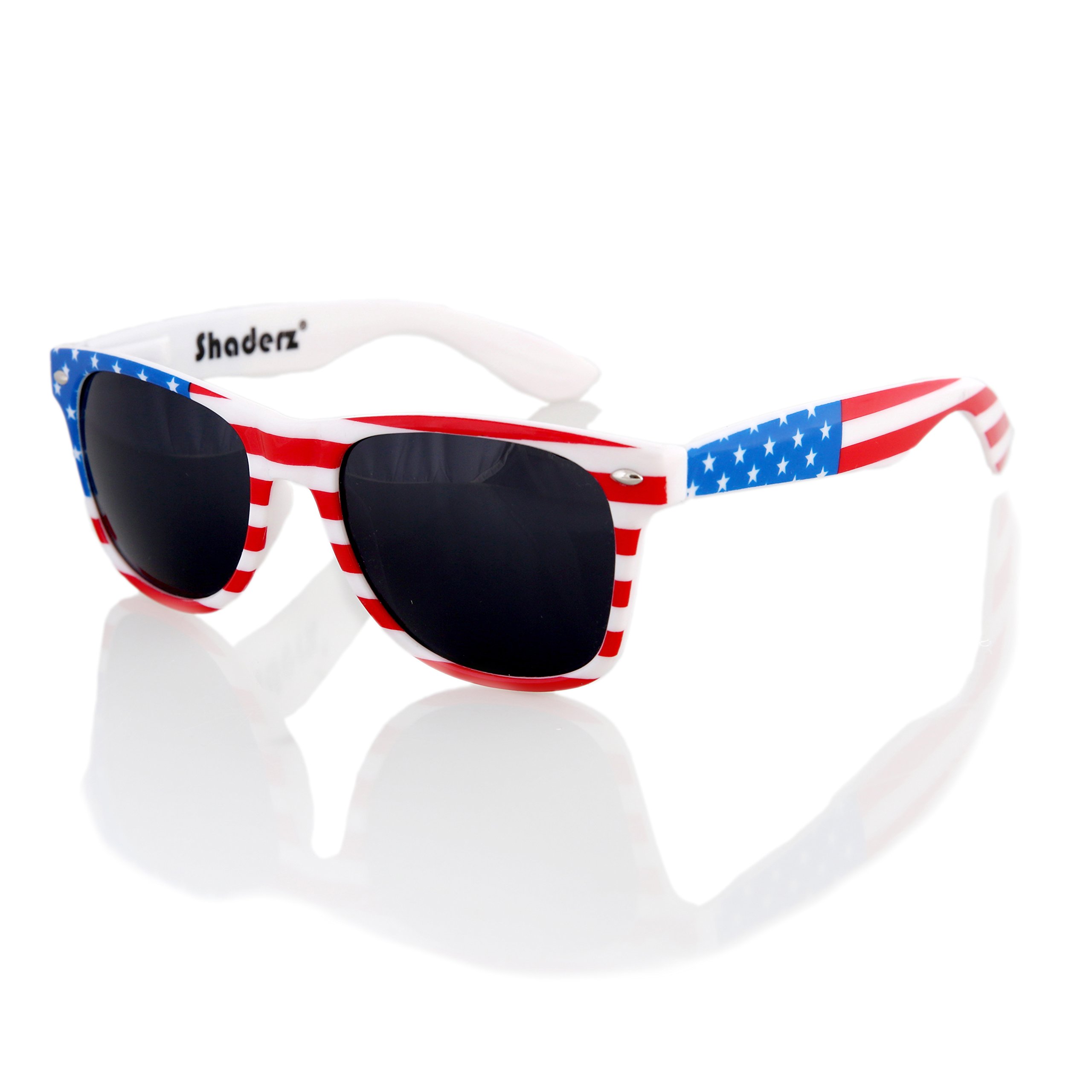 SHADERZ American USA Flag Retro 80's Sunglasses Classic America Patriotic Classic Sunglasses Eyewear