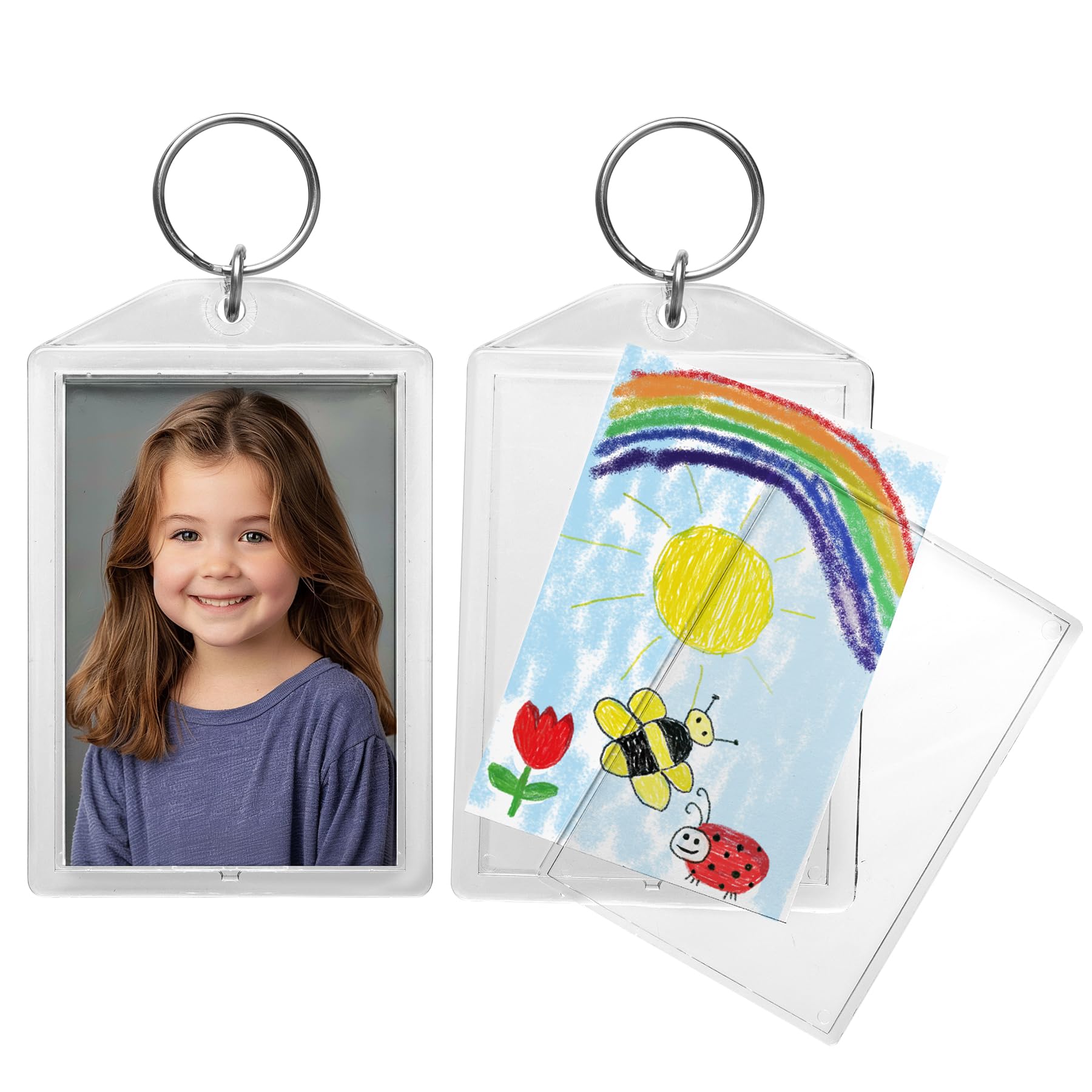 Snapins Clear Acrylic 2" x 2.875" Photo Keychains - 25 Pack