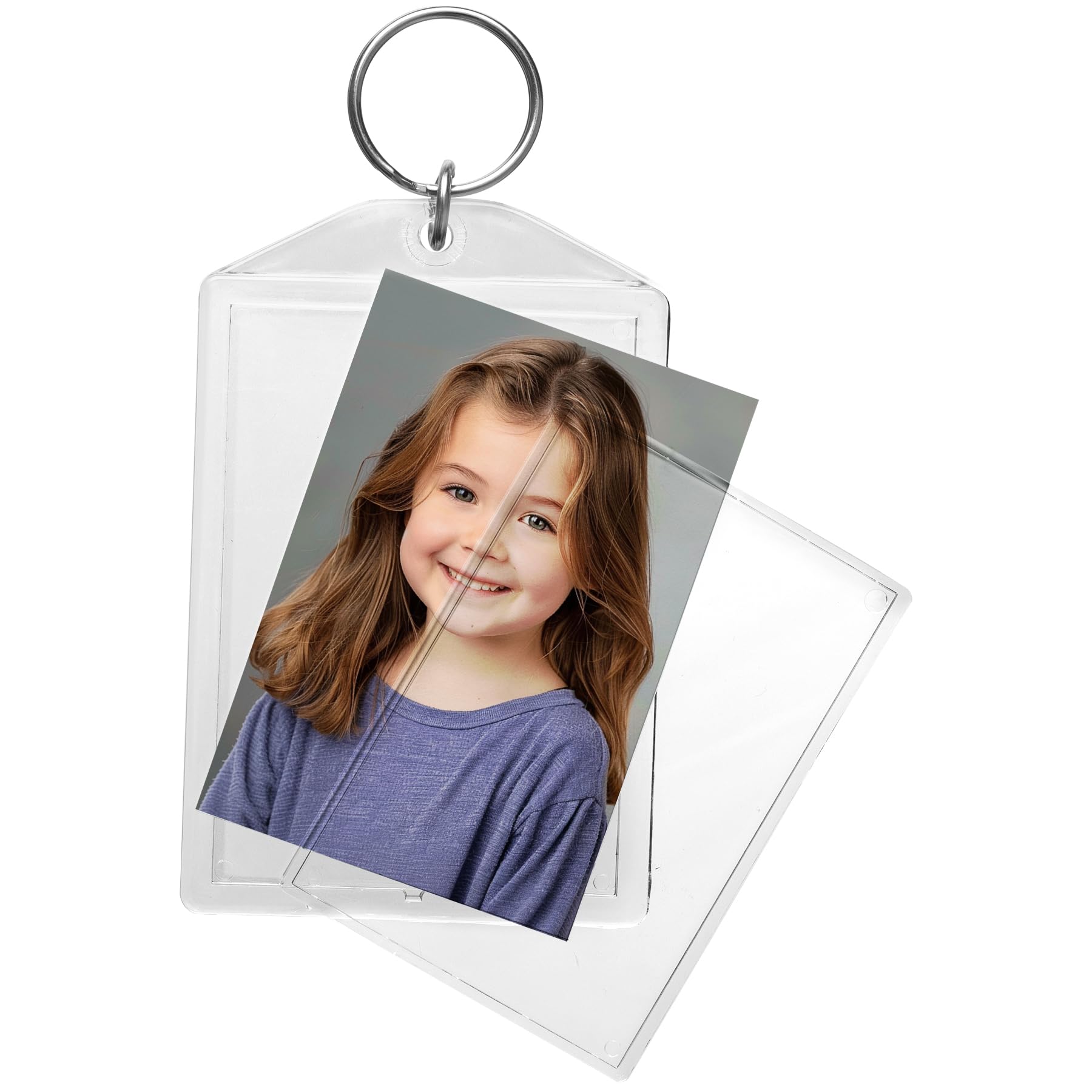 Snapins Clear Acrylic 2" x 2.875" Photo Keychains - 25 Pack