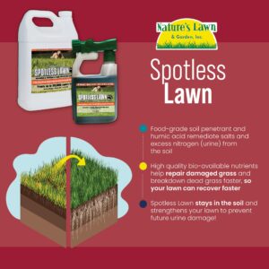 Nature’s Lawn & Garden - Spotless Lawn Dog Spot Aid - Revive and Protect Your Lawn from Dog Urine Burn - Remediate Spills and Road Salt Damage - Pet Safe - 1 Qt w/ Hose-end Sprayer