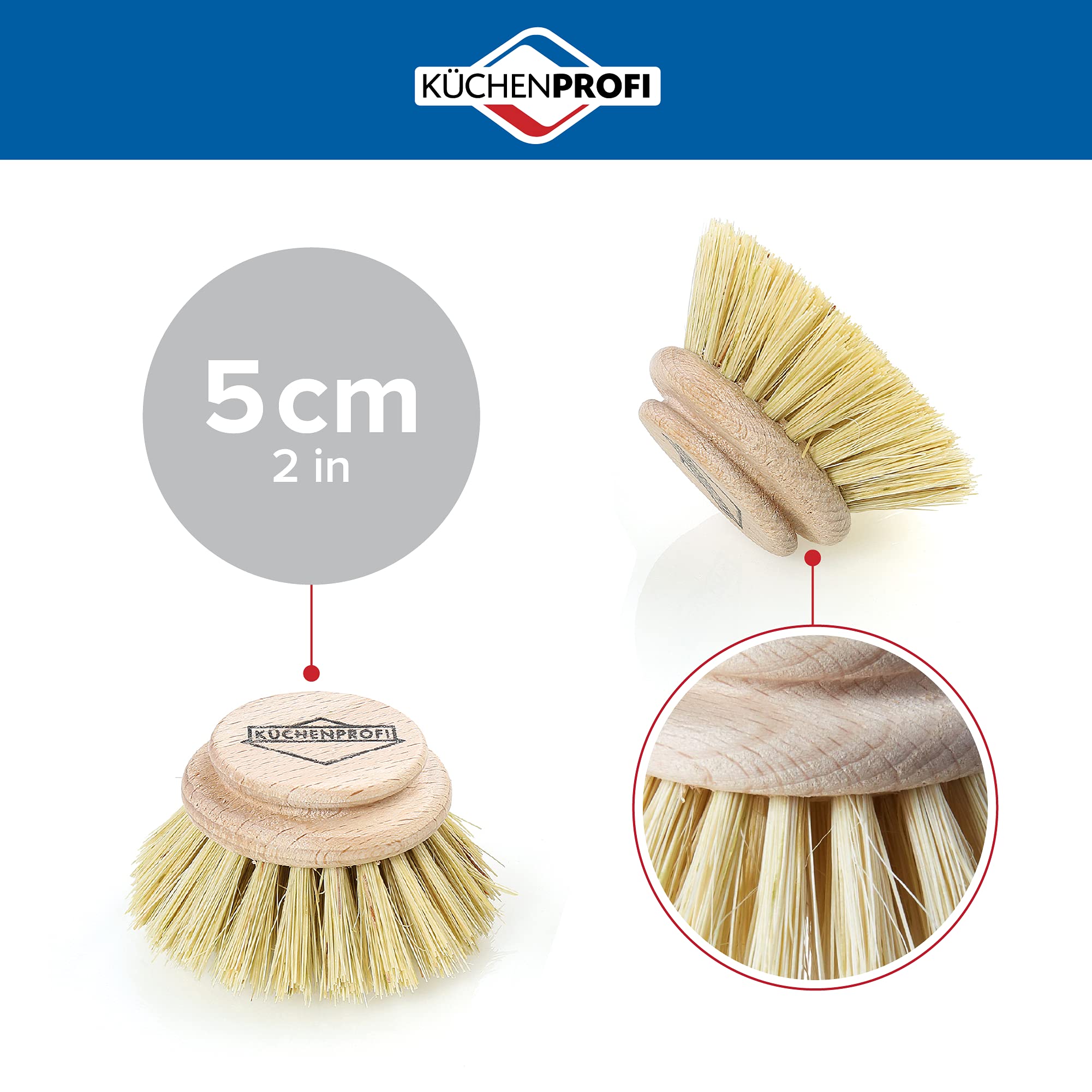 Küchenprofi 2-Pack Replacement Brush Refill for Classic Dish Washing Brush