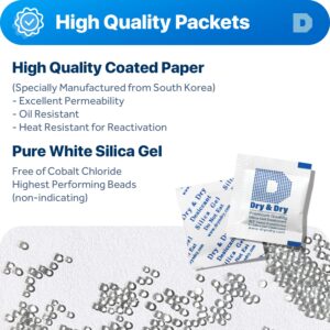 Dry & Dry 1 Gram [1000 Packets] Premium Silica Gel Pure and Safe Silica Gel Packs Desiccant Dehumidifier Desiccant Packs - Food Safe Paper Silica Packets for Moisture Absorber Silica Gel Packets