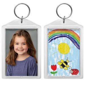 snapins clear acrylic 2" x 2.875" photo keychains - 25 pack