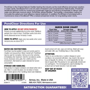 Airmax PondClear Packets, Beneficial Bacteria & Enzyme Clarifier Treatment with Ecoboost PRx, Clear & Clean Pond & Lake Water, Safe for Fish, 12 Count