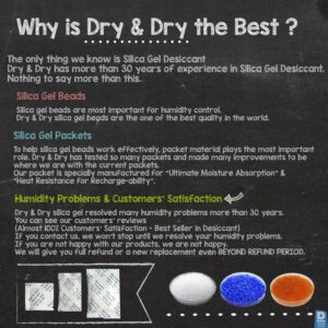 Dry & Dry 1 Gram [1000 Packets] Premium Silica Gel Pure and Safe Silica Gel Packs Desiccant Dehumidifier Desiccant Packs - Food Safe Paper Silica Packets for Moisture Absorber Silica Gel Packets