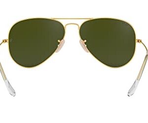 Ray-Ban RB3025 Classic Aviator Sunglasses, Matte Gold/Green Mirrored Fuchsia, 58 mm