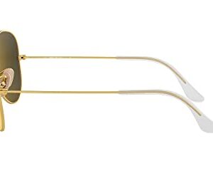 Ray-Ban RB3025 Classic Aviator Sunglasses, Matte Gold/Green Mirrored Fuchsia, 58 mm