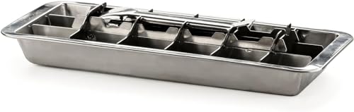 Vintage Inspired Ice Cube Tray | 18/8 Stainless Steel | 18 Slot Ice Cube Tray | Easy Release Handle, 11" | Retro Design for Bars & Kitchens | Levers Remove Cubes | Dishwasher Safe