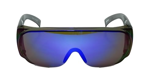 Calabria 1003 Fit Over Safety Glasses Fitover Prescription Eyewear Blue Mirror Men Women Large Wrap Around Tint Anti Scratch