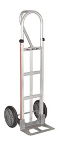 magliner hmk25aaab aluminum hand truck, straight frame with vertical strap, vertical loop handle, 14" x 7-1/2" aluminum diecast nose plate, 500 lb capacity, silver