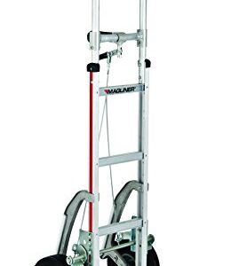 Magliner NPK13CG2C5 Aluminum Paddle Brake Hand Truck, Single Pin Handle, Extruded Aluminum Nose Plate, 10" Microcellular Foam Wheels, 500 lb Capacity, 40" Length, 12" Height, 14" Width, Silver