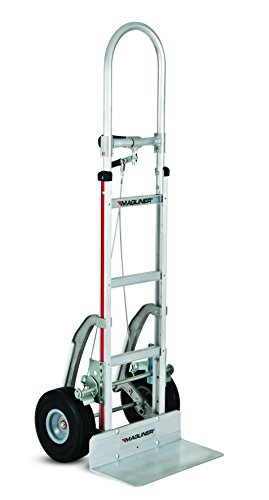 Magliner NPK13CG2C5 Aluminum Paddle Brake Hand Truck, Single Pin Handle, Extruded Aluminum Nose Plate, 10" Microcellular Foam Wheels, 500 lb Capacity, 40" Length, 12" Height, 14" Width, Silver