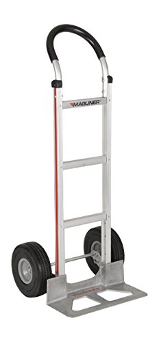 Magliner HMK119UAC Aluminum Hand Truck, Horizontal Loop Handle with Vinyl Sleeve, 18" x 7-1/2" Aluminum Diecast Nose Plate, 500 lb Capacity, Silver