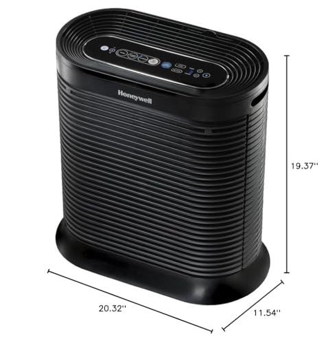 Honeywell HPA-250 Bluetooth Smart True HEPA Air Purifier, Airborne Allergen Reducer for Large Rooms (310 sq ft), Black - Wildfire/Smoke, Pollen, Pet Dander, and Dust Air Purifier