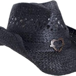 Vamuss Black Cowboy Hat for Women with Heart