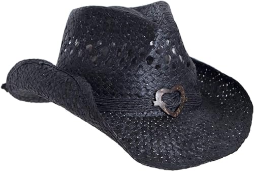 Vamuss Black Cowboy Hat for Women with Heart