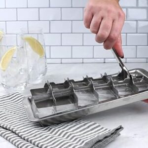 Vintage Inspired Ice Cube Tray | 18/8 Stainless Steel | 18 Slot Ice Cube Tray | Easy Release Handle, 11" | Retro Design for Bars & Kitchens | Levers Remove Cubes | Dishwasher Safe