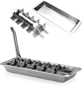 vintage inspired ice cube tray | 18/8 stainless steel | 18 slot ice cube tray | easy release handle, 11" | retro design for bars & kitchens | levers remove cubes | dishwasher safe