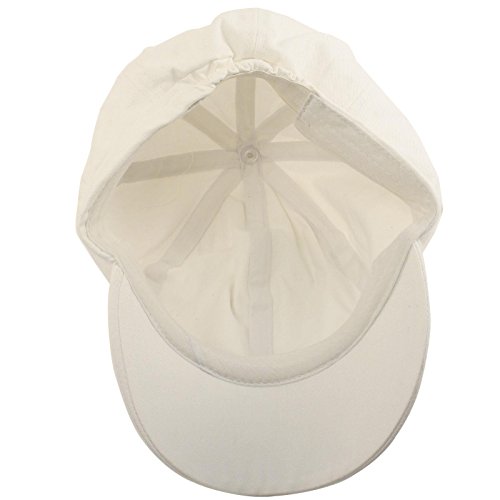 Summer 100% Cotton Plain Blank 6 Panel Newsboy Gatsby Apple Cabbie Cap Hat White, one size