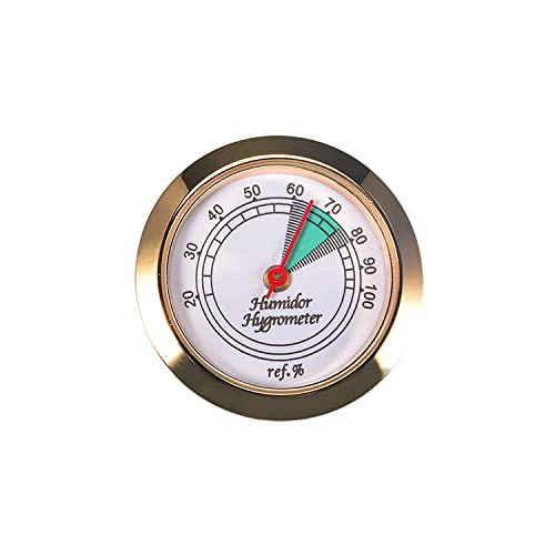 Medium Round Analog Hygrometer Humidity Gauge for Humidors - Color: Gold