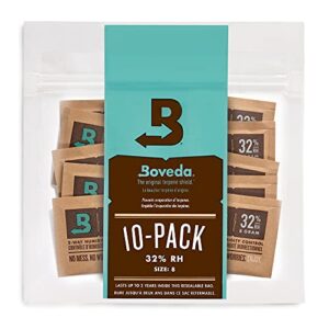 Boveda 32% Two-Way Humidity Control Packs For Storing 1 oz of Dry Goods – Size 8 – 10 Pack – Humidifier Packs for Coffee & Tea Storage – Hydration Packets in Resealable Bag