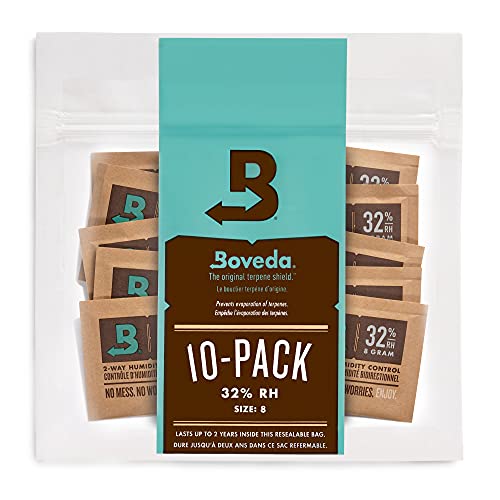 Boveda 32% Two-Way Humidity Control Packs For Storing 1 oz of Dry Goods – Size 8 – 10 Pack – Humidifier Packs for Coffee & Tea Storage – Hydration Packets in Resealable Bag