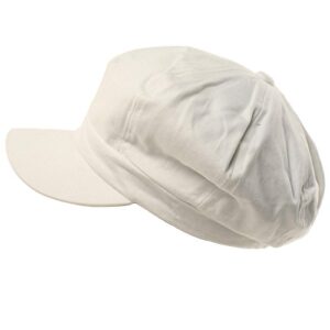 Summer 100% Cotton Plain Blank 6 Panel Newsboy Gatsby Apple Cabbie Cap Hat White, one size