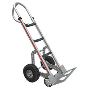 magliner hrk55aua42 self-stabilizing hand truck, vertical loop handle, 4-ply pneumatic wheels, curved back frame, 500 lb capacity