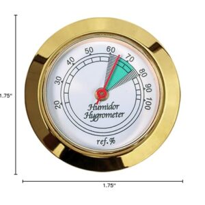 Medium Round Analog Hygrometer Humidity Gauge for Humidors - Color: Gold