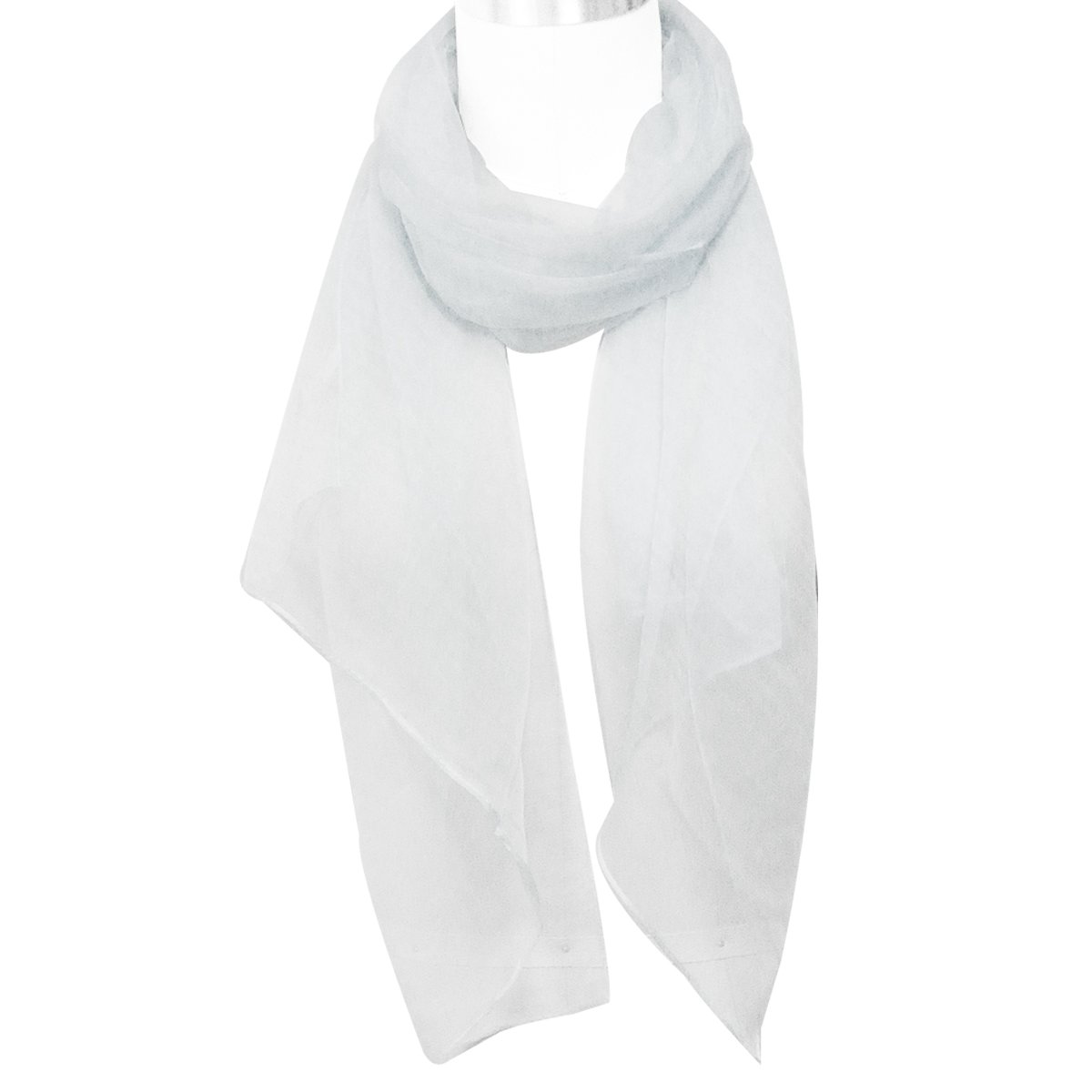 Wrapables Solid Color 100% Silk Long Scarf, White,One Size