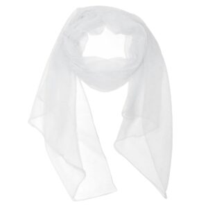 Wrapables Solid Color 100% Silk Long Scarf, White,One Size