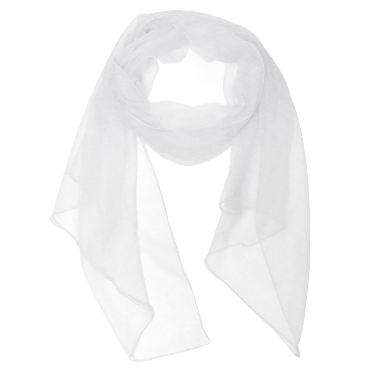 Wrapables Solid Color 100% Silk Long Scarf, White,One Size