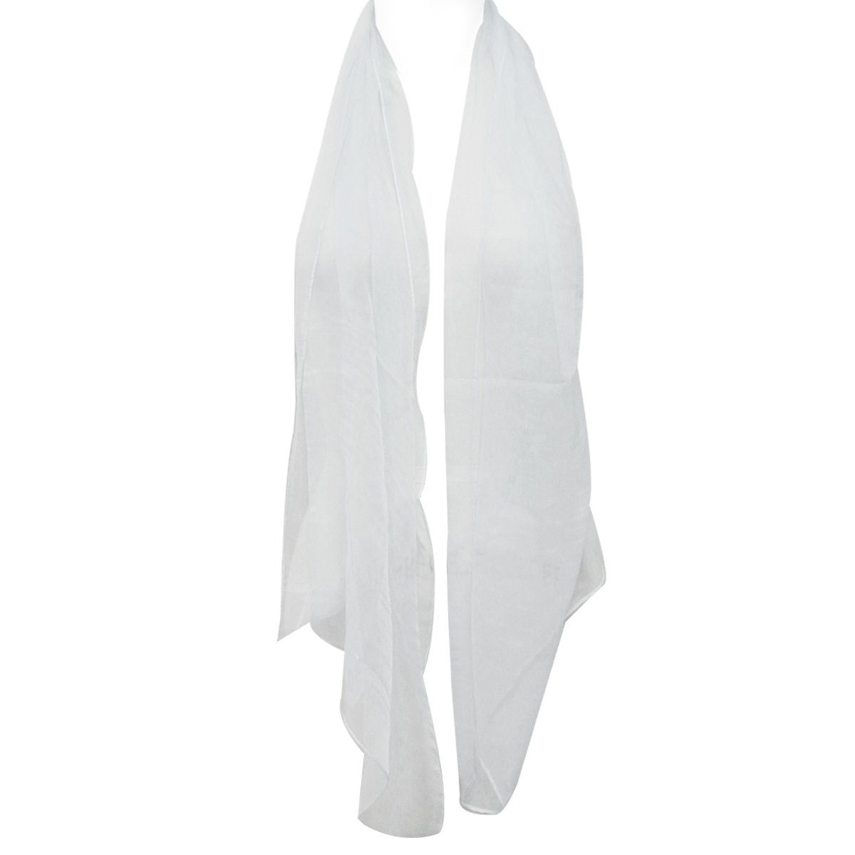 Wrapables Solid Color 100% Silk Long Scarf, White,One Size