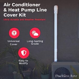 DuctlessAire White Paintable Mini Split Line Set Cover Kit - Weather Resistant, Easy Installation, Intended for Ductless Mini Split or Central Systems, 3" x 7.5 ft.