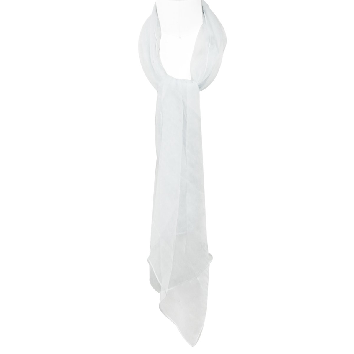 Wrapables Solid Color 100% Silk Long Scarf, White,One Size